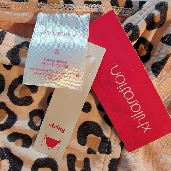 XHILARATION String Bikini Bottom Cheeky Hipster Pink Leopard Side Ties Small - Picture 8 of 9